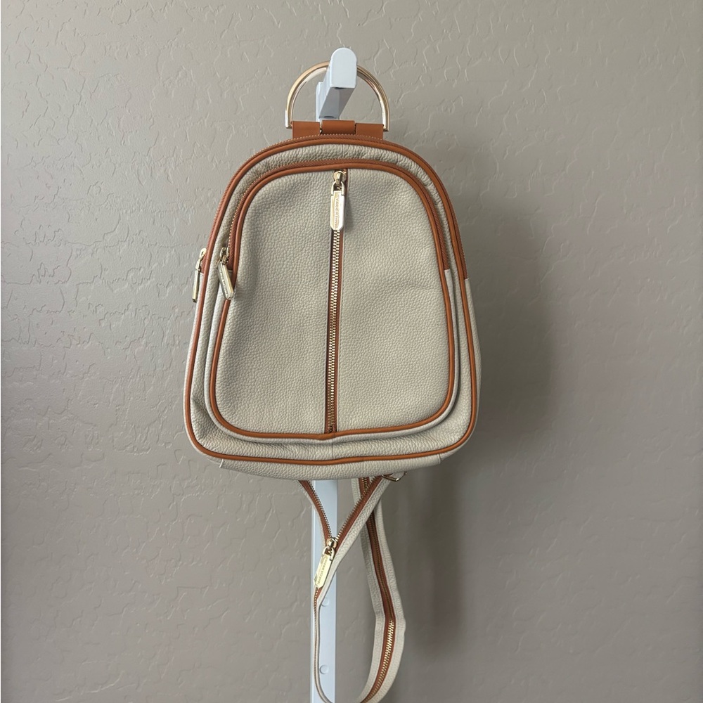 Valentina leather Cream and Tan Leather back pack Bag